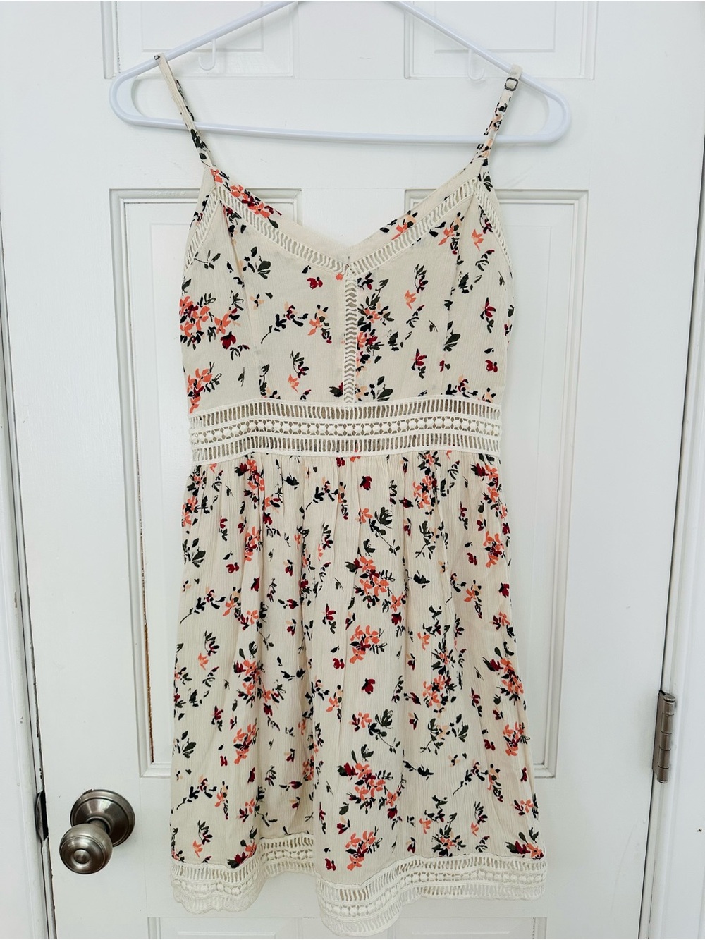 Abercrombie & Fitch Ivory Floral Dress w Lace Trim Cutouts Sz S